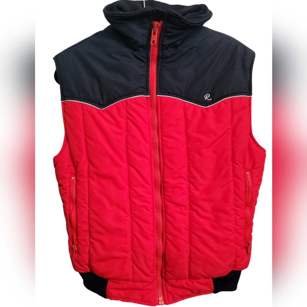 Red And Navy Quilted Roffe Ski Vest Apres